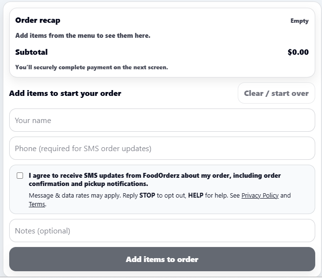 Customer Ordering